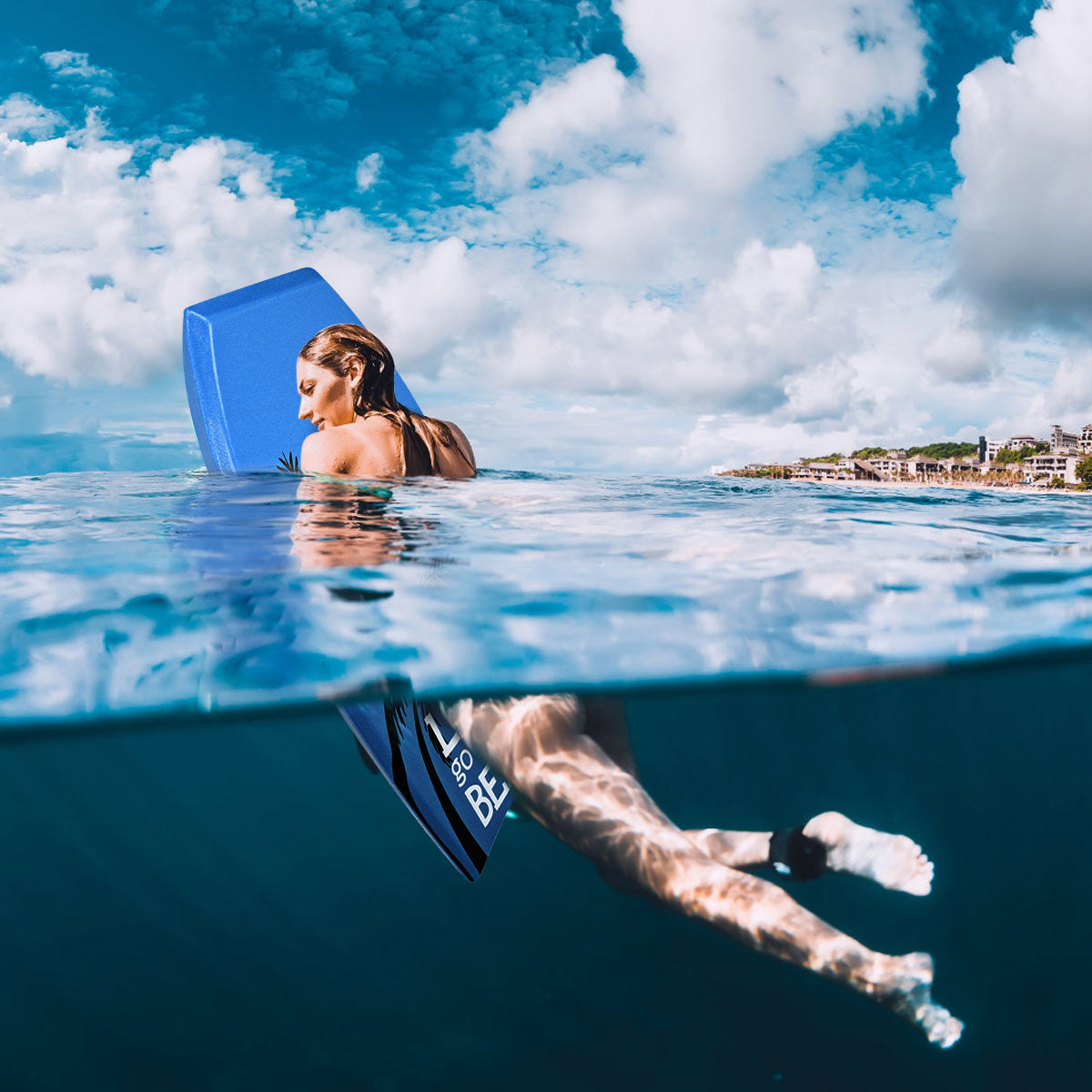 Bodyboard leichtes Strandschwimmbrett für Kinder und Erwachsene 106 cm blau