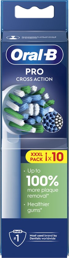 Oral-B Cross Action Pro - Bürstenköpfe - Mit CleanMaximiser Technologie - 10 Stück - Kompatibel mit elektrischen Zahnbürsten