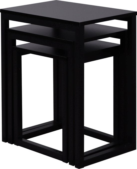 Robuster schwarzer Industrie-Beistelltisch 3er-Set: Platz sparen mit Stil