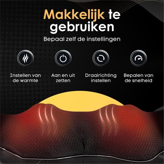 Revolt Massagekissen - 120 Minuten kabellos - Elektrisches Nackenmassagegerät - Infrarot