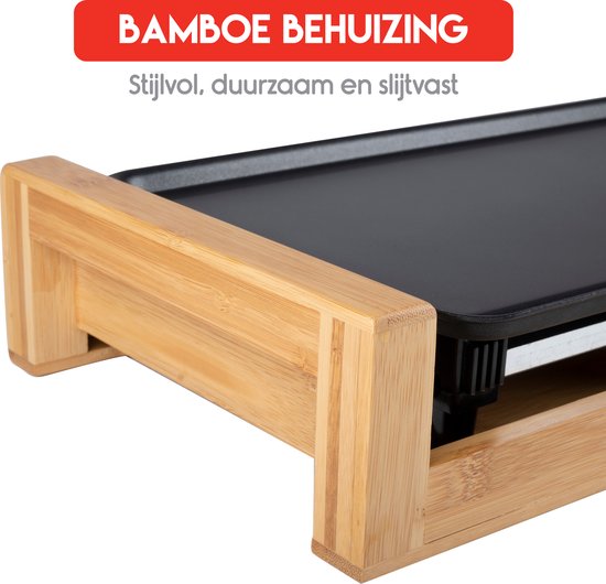 alpina Teppanyaki Grillplatte - Tischgrill - Antihaft - 2000W - 43x22,5cm - Schwarz