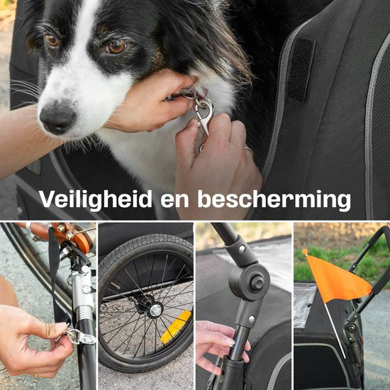 TrevoPet - Hundefahrradanhänger - Hundefahrradanhänger faltbar - Hundefahrradanhänger für kleine und große Hunde (max. 30kg) - Hundefahrradanhänger - 2-in-1 Hundefahrradanhänger für Fahrrad bis Hundebuggy - Hundeanhänger - Geeignet für E-Bikes und normale