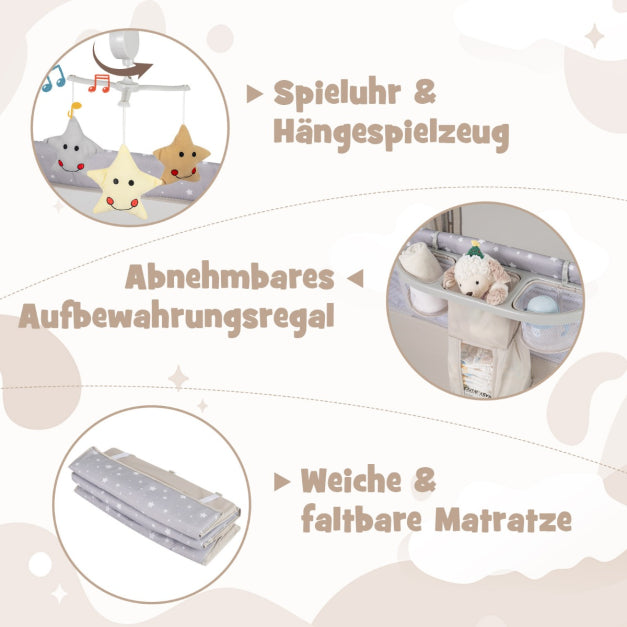 Coast Beistellbett - 5 in 1 - Rollen - Inkl. Matratze - 125 x 65 x 76 cm - Beige