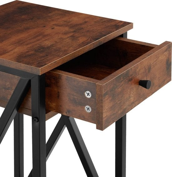 tectake - Beistelltisch Dayton - industriell - dunkelbraun - 35 x 35 x 70,5 cm - 404451