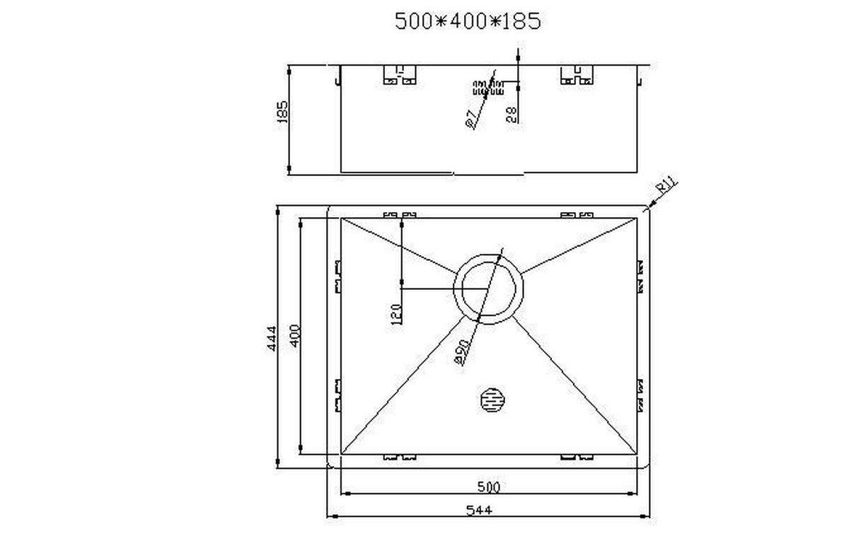Mizzo Quadro Spüle 50X40CM - Große Küchenspüle - Unterbau / Flush-mount / Versenkt - Edelstahlspüle