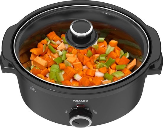 Tomado TSC3501B - Slowcooker - 3,5 Liter - Keramik-Innenbehälter - 3 Heizstufen - Warmhaltefunktion - PFAS-frei - Schwarz