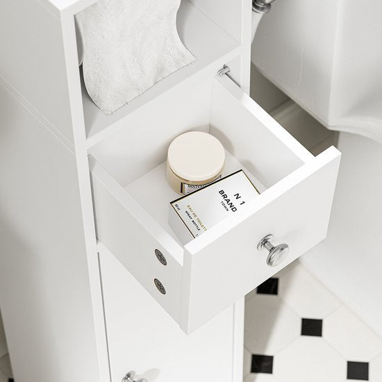 SoBuy Toilettenschrank BZR219-W – Waschbeckenschrank mit Toilettenpapierhalter – Weiß – 85 x 20 x 20 cm