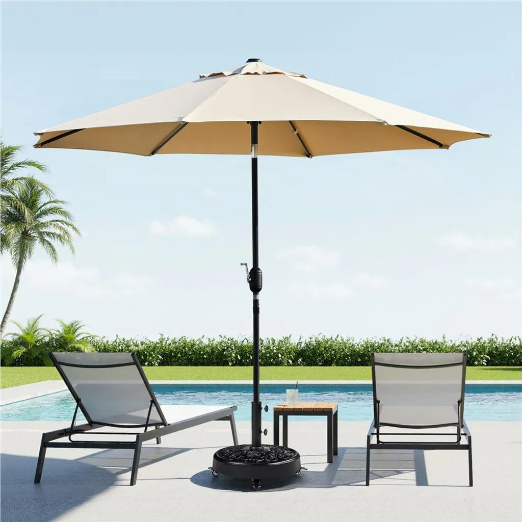 Yaheetech Sonnenschirmständer 25 kg, Ø 50,5 cm – Schwarz – Mobiler Sonnenschirmständer mit Rädern und Retro-Design