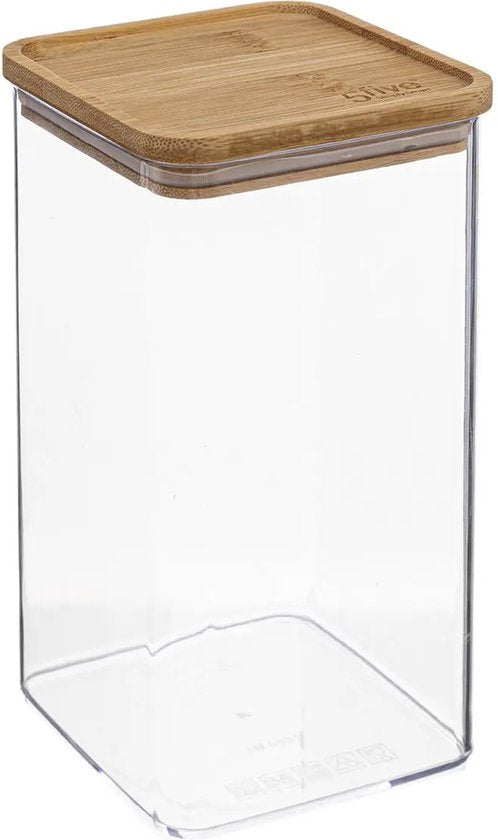 5Five – Vorratsbehälter für die Küche – Berlino – Kunststoff/Bambus – 1500 ml – Lebensmittel – 10 x 20 cm