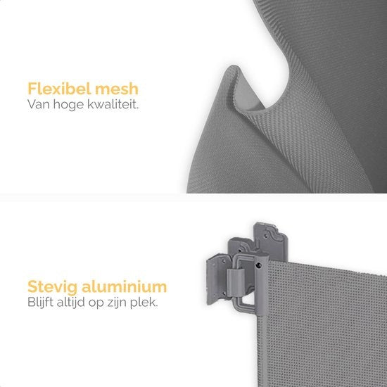 Goliving - Roll-up Treppentor - Sicherheitstor - Kindertor - 10 bis 150 cm breit - Aluminiumrahmen - Grau