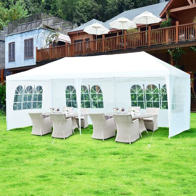Coast Gartenpavillon Partyzelt - 6 Seitenwände - UV- und wasserfest - 6 x 3 x 2,5m - Stahl/PE - Weiß