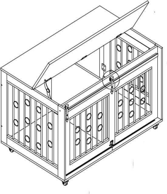 Hundehütte auf Rädern - Box für 2 Hunde auf Rädern - Hundehütte - für Welpen und kleine Hunde - 2 separate Bereiche