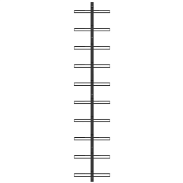 MINGHOU Weinregal zur Wandmontage für 10 Flaschen, schwarzes Metall, 23,9 x 8,9 x 119,9 cm