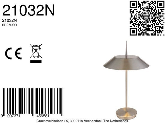 Tischlampe – Stahl – BRENLOR – Metall – Ø 30 cm – E27 – 21032N – Globo