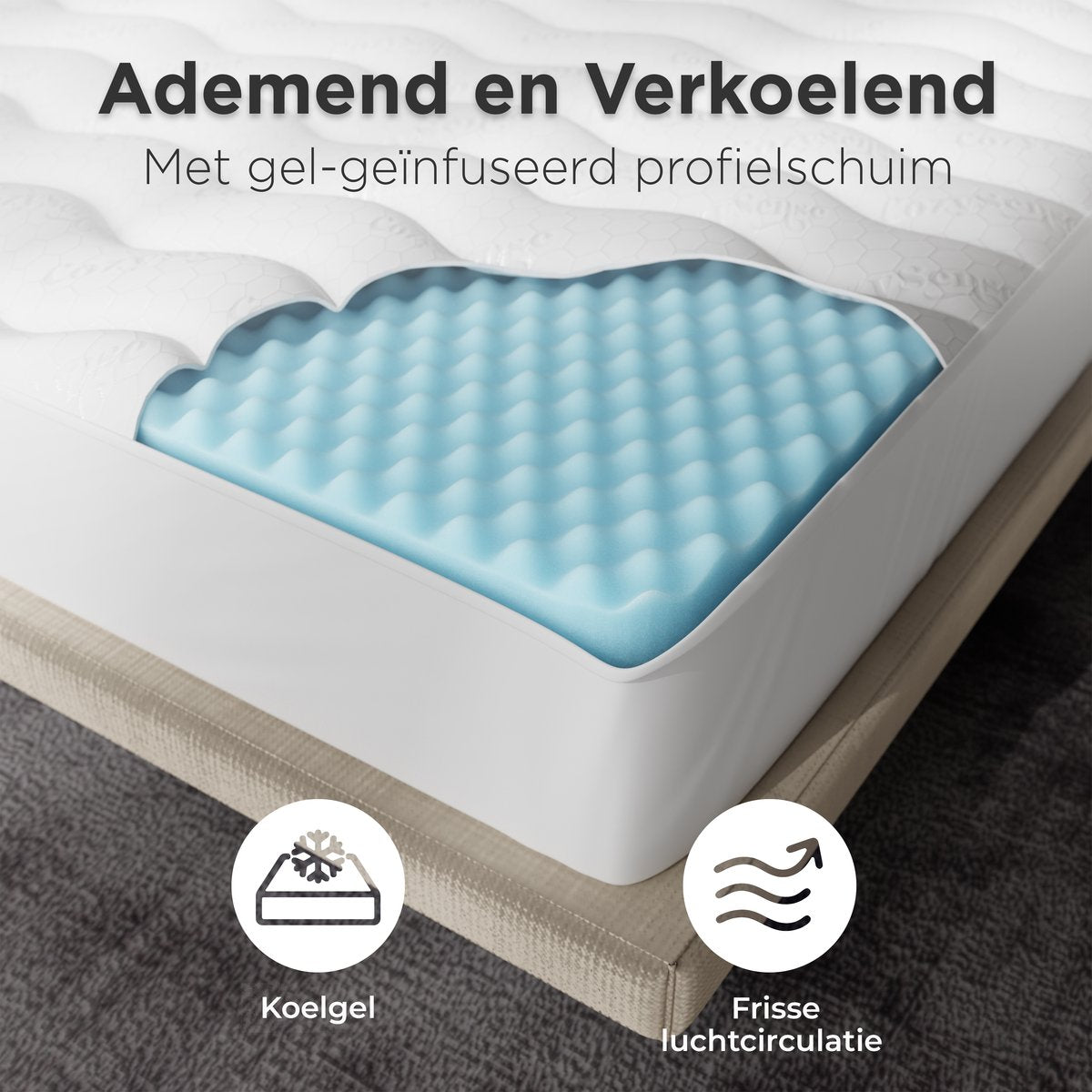 Cozysense Topper 120 x 200 – Memory-Schaum-Matratzenauflage mit gelinfundierter Eierkarton-Struktur – 3 cm – Weiß
