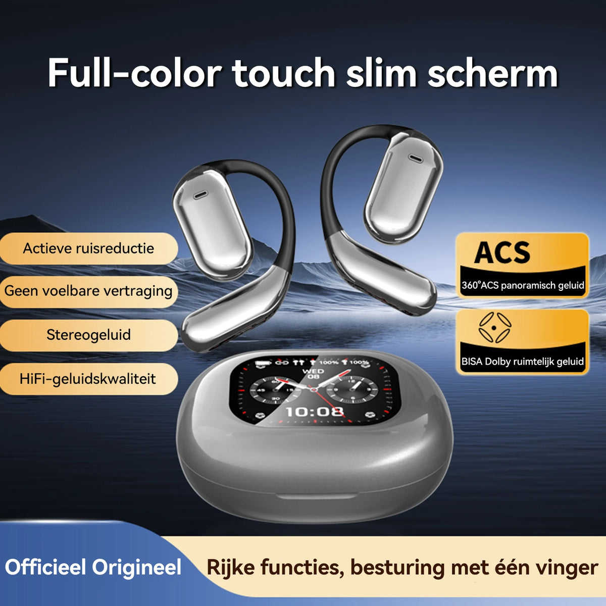 FITTEK YYK Q16 Pro AI Übersetzungs-Ohrhörer – Silbergrau – Bluetooth 5.4, ANC, 40 Stunden Akkulaufzeit