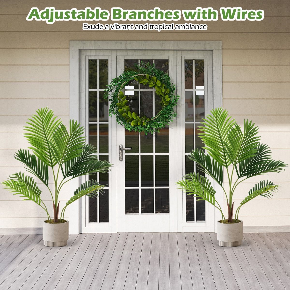 Coast Set aus künstlichen Areca-Palmen – 2 Stück – naturgetreu – pflegefrei – grün – 90 cm