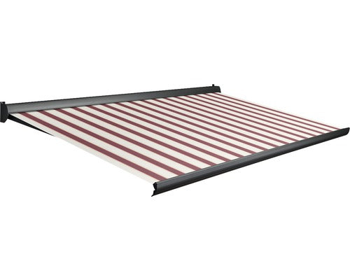 Soluna Markise Sunette Simply Good – Anthrazit-Rahmen – Muster 323 Streifen – 400 x 300 cm – manuelle Bedienung links – Halbkassette