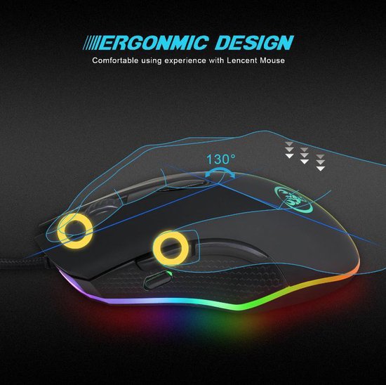 HXSJ S500 Ergonomische  Gaming-Maus RGB – Büromaus – 4800 dpi