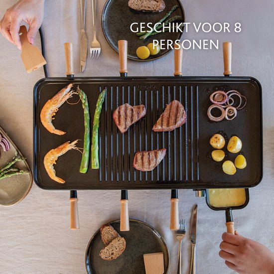 BOSKA Raclette Gourmet Party - Für 8 Personen Buchenholz Stahl - Gourmet-Set