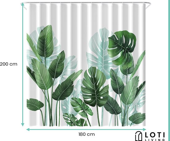 Loti Living Duschvorhang Anti-Schimmel - Strelitzia - inklusive Ringe - wasserdicht - Polyester - Duschvorhang 180x200 cm