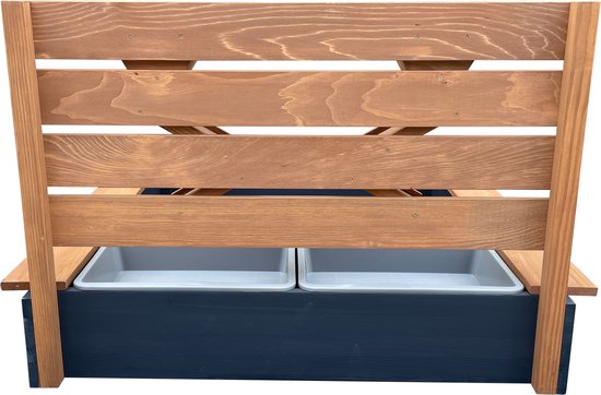 AXI Lina Sandkasten mit Sand- und Wasserbecken sowie Spielwand, anthrazit/braun – Sand & Wasser – Inklusive Abdeckplane und Bodenvlies – 10 Jahre Garantie!