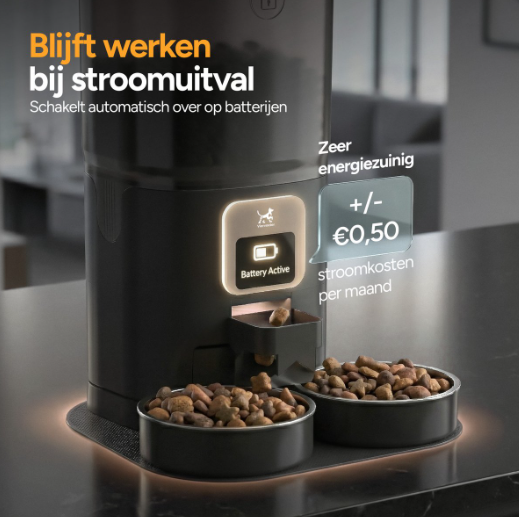 Viervoeter Feed Dual Futterautomat – Schwarz – 28 x 22 x 36 cm – 7 l, doppelter Behälter, App & WLAN