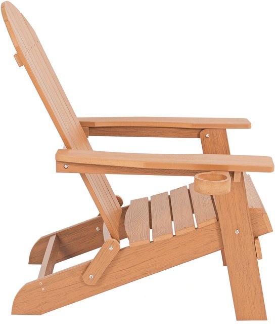 AXI Claire Adirondack Stuhl Braun – Loungesessel aus Kunststoff mit Armlehnen – Zusammenklappbar – Hohe Rückenlehne – Gartenstuhl – 84,5 x 77 x 95,5 cm – Langlebig und witterungsbeständig