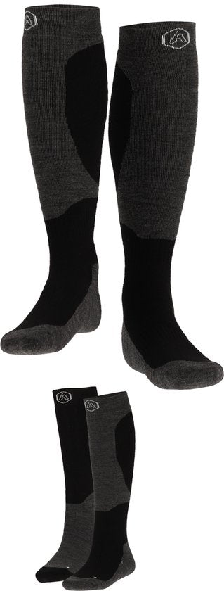 Apollo - Skisocken Unisex - Schwarzes Design - 2 Paar - Größe 43/46 - Skisocken Herren
