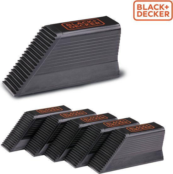 BLACK+DECKER Gepäckhalter-Set, 6-teilig – Kofferraum-Organizer – für Koffer, Umzugskartons, Einkäufe und mehr – Ladungssicherungen – Gepäckklemmen – Kunststoff – Schwarz