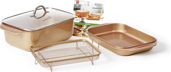 Livington Copperline WonderCooker – 14-in-1-Kochgeschirrset – Bratpfanne, Grillpfanne, Slow Cooker und mehr – Kochgeschirrset für alle Herdarten, einschließlich Induktion