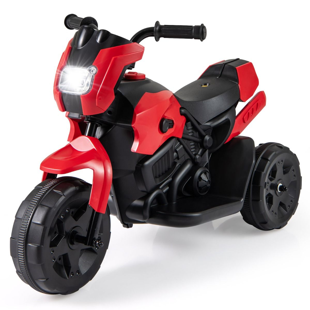 Coast Elektromotorrad für Kinder – Dreirad-Ausführung – mit LED-Scheinwerfer – rot