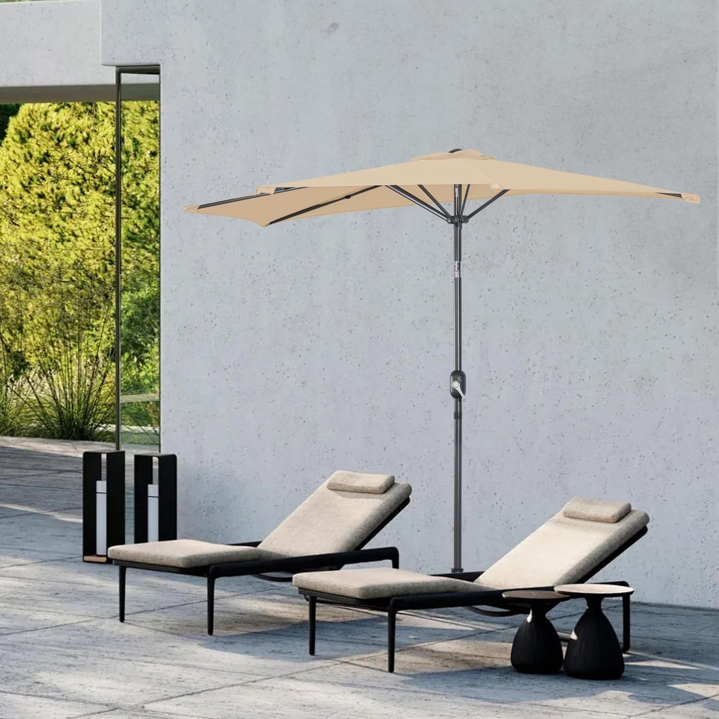 Angel Living Balkon-Sonnenschirm - halbrund - 245 x 122 cm - Beige