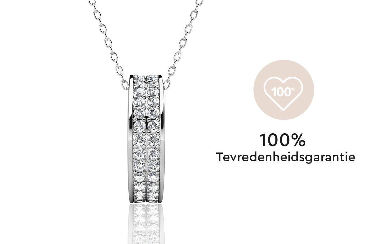 Yolora Damen-Halskette mit Anhänger - Kalpa Camaka Kristalle - Silber - 18K Weißgold vergoldet - Damen-Halskette Silber - Schmuck - Halskette - Luxuriöse Geschenkbox - Geschenkbox - Exklusive Geschenkbox - Schöne Geschenkverpackung