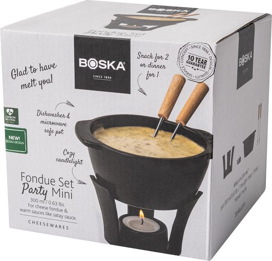 Boska Fondueset Party Mini - Fonduepfanne - Für Käsefondue & Sauce - Schwarz - 300 ml