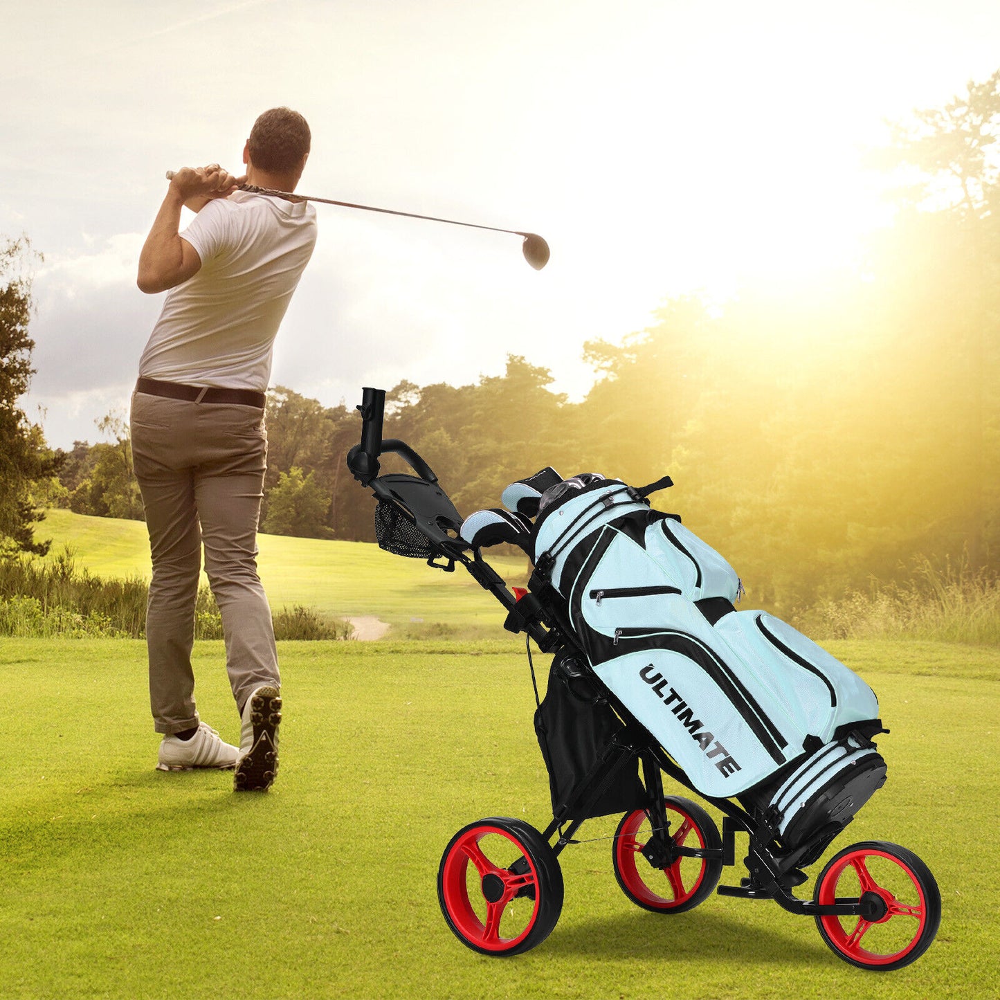 Coast 3-Rad Golf Kart Einstellbares Licht Golf Kart 129,5 x 75 x 101,5-119,5 cm rot + schwarz
