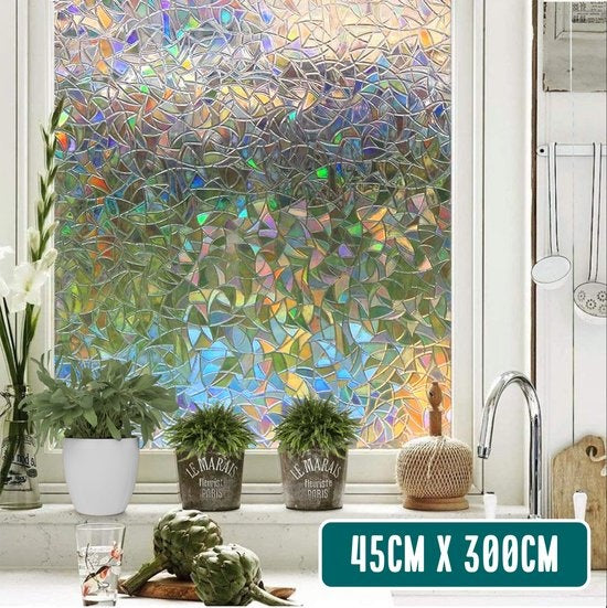 Homewell Fensterfolie HR++ 45x300cm - Solar & Isolierend - Statisch - Regenbogen Scherben