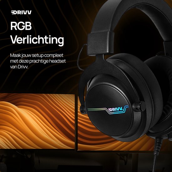 Drivv - Gaming Headset - mit Mikrofon - Geeignet für PS4, PS5, Xbox One, Xbox Serie und PC - Schwarz