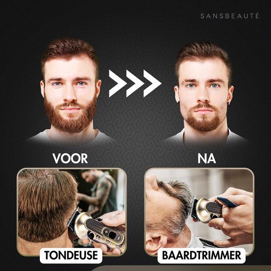 9-in-1 Bartschneider Herren - Sansbeauté® Trimmer für Bart und Körper - Inkl. 9 Aufsätze - Bodygroomer Herren - Body Trimmer Herren - Haartrimmer - Clippers - 0.5-15MM - Nase und Ohren - Trimmer - Bartmaschine - Multigroomer