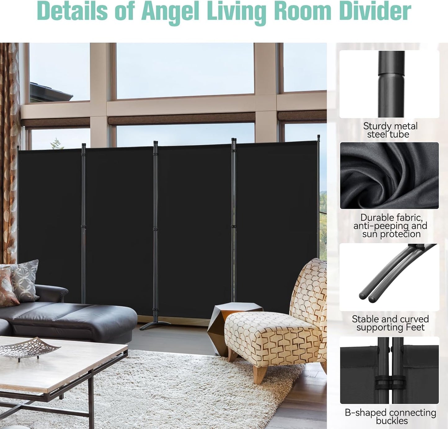Angel Living Raumtrenner - Schwarz - 324 x 169 cm - 324 x 169 cm