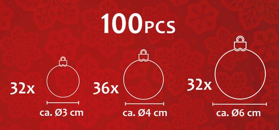 Weihnachtsgeschenke Weihnachtskugeln Set Silber - 100 Kunststoff Weihnachtskugeln - Verschiedene Ausführungen - Ã˜ 3/4/6 cm