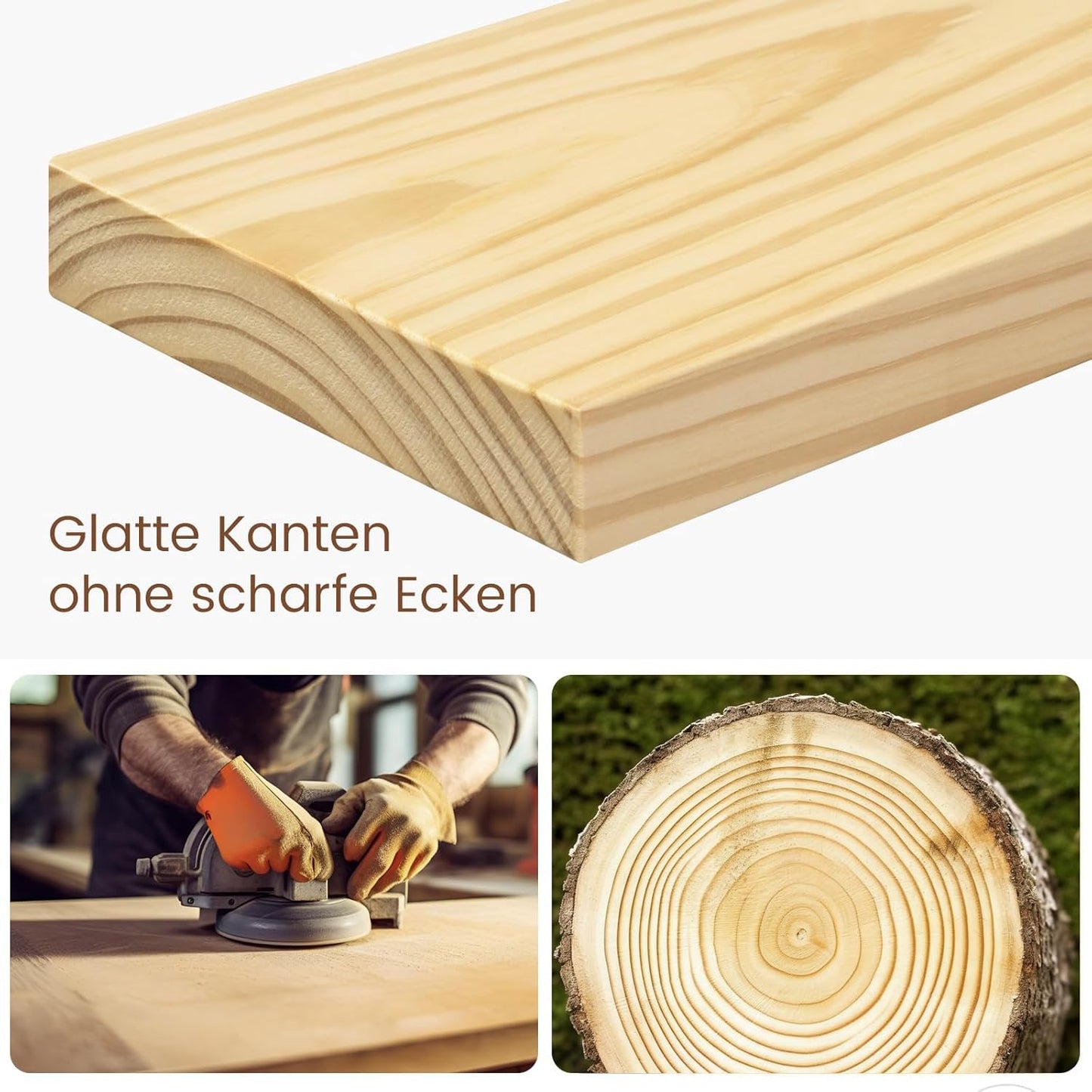 eSituro Wandregal aus Holz - Schwebendes Wandregal mit unsichtbarer Befestigung - Holzoptik - 50 x 19 x 3,5 cm