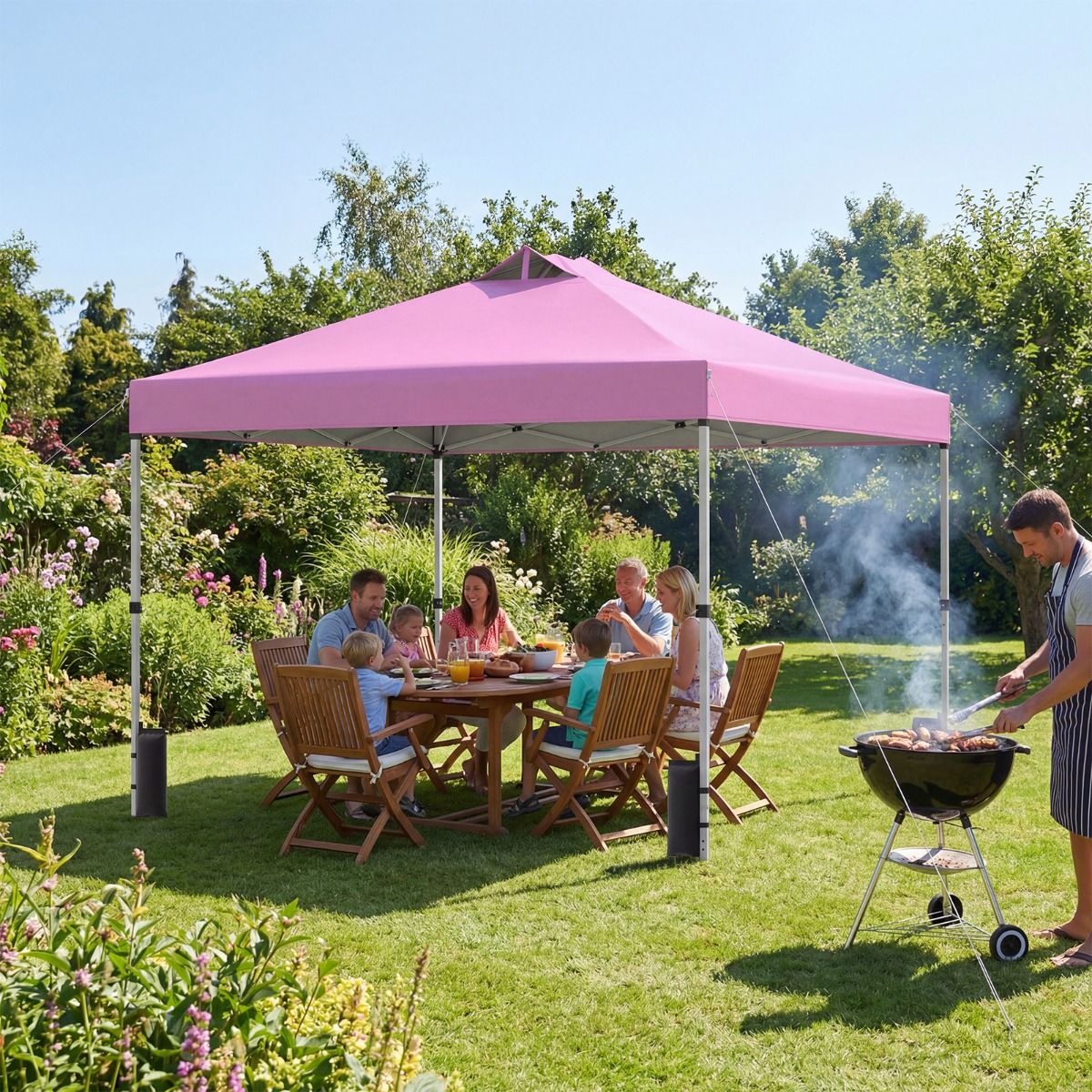 Coast Pop-up-Partyzelt – zusammenklappbarer Pavillon – mit Rolltasche und Sandsäcken – 300 x 300 cm – blau
