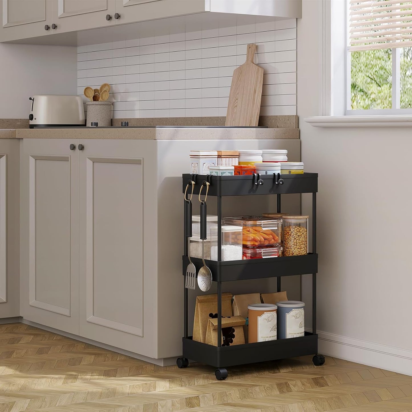 Klihome Aufbewahrungswagen, 3-stöckig – 39 x 20,5 x 58,5 cm – fahrbar – bis zu 15 kg