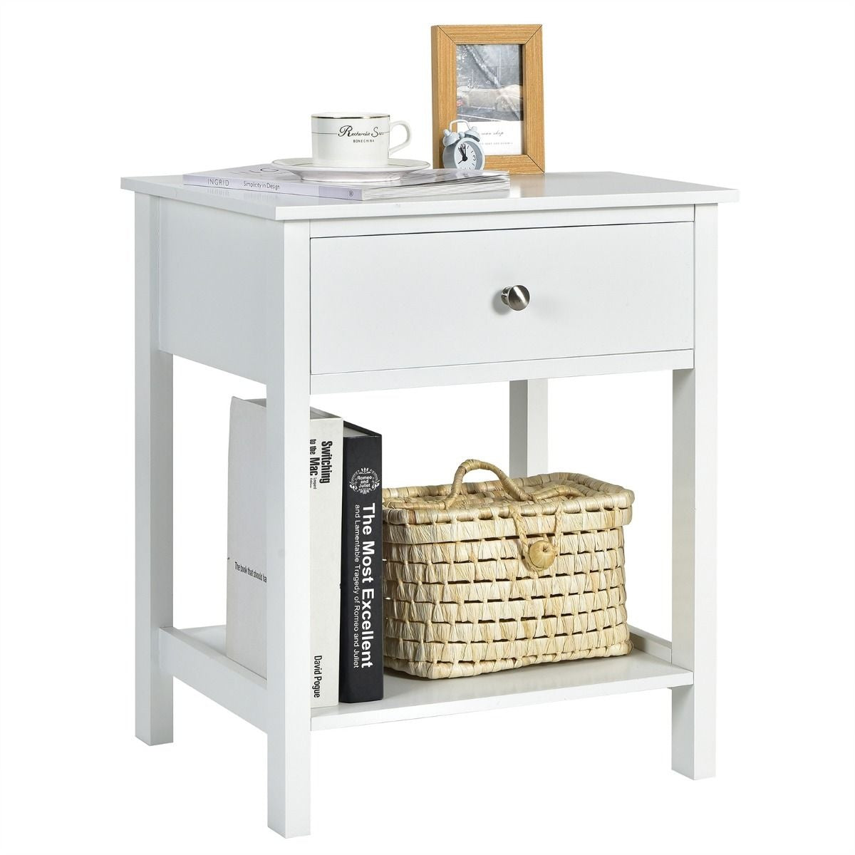 Coast Nachttisch 2-stufiges Nacht-Sideboard moderner Nachttisch mit Schublade weiß