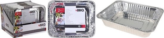 2er-Set rechteckige Grillschalen, 32 x 26 x 6 cm – Fleisch grillen – Grillrost