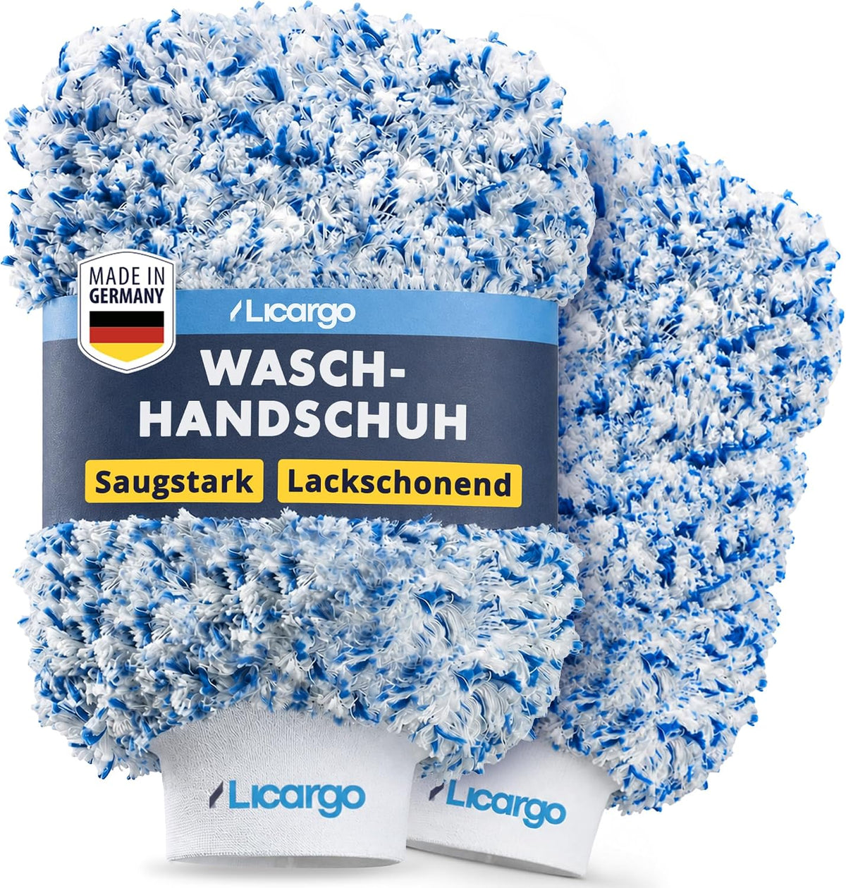 LICARGO Mikrofaser-Autowaschhandschuhe – 2 Stück – 23 x 19 cm – Weiß