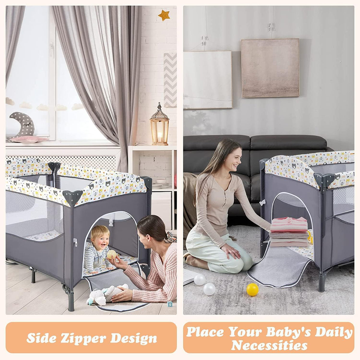 Kinderbett Coast - faltbar - 110 x 76 x 76 cm - Schwarz