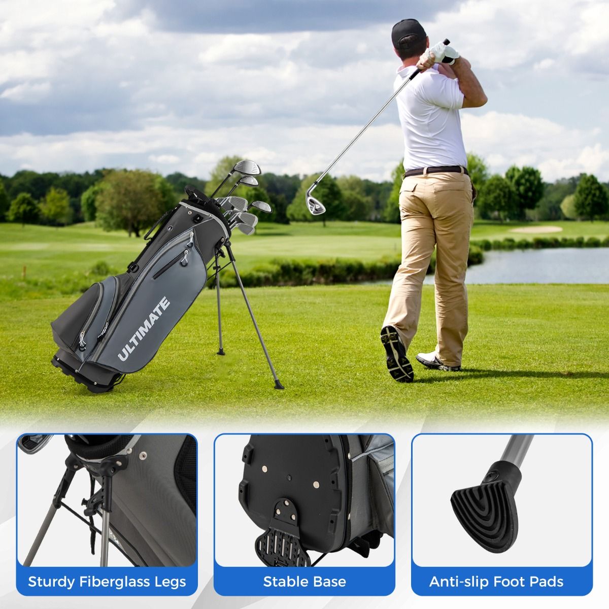 Coast Herren-Golfset – 9-teilig – für Rechtshänder – inklusive Regenschutzhülle – Grau