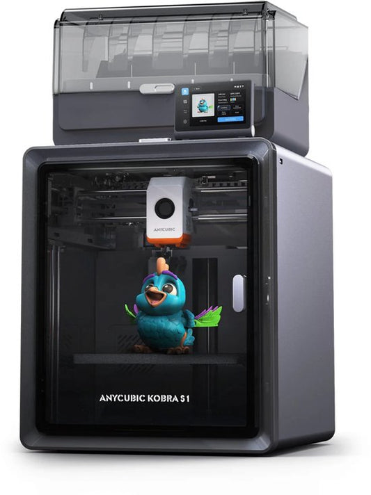 Anycubic Kobra S1 Combo 3D-Drucker – CoreXY-System – Automatische Bettnivellierung – Druckgeschwindigkeit 600 mm/s – Mehrfarben-Filamentsystem – Flexibles PEI-Druckbett – WLAN- und App-Steuerung – Sofort druckbereit